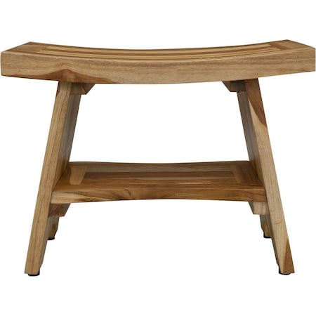 Fiesta Contemporary Teak Shower Bench with Shelf in Natural Finish FI2627381